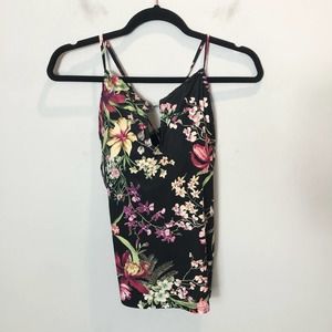 Carmen Marc Valvo Black Floral Swim Top